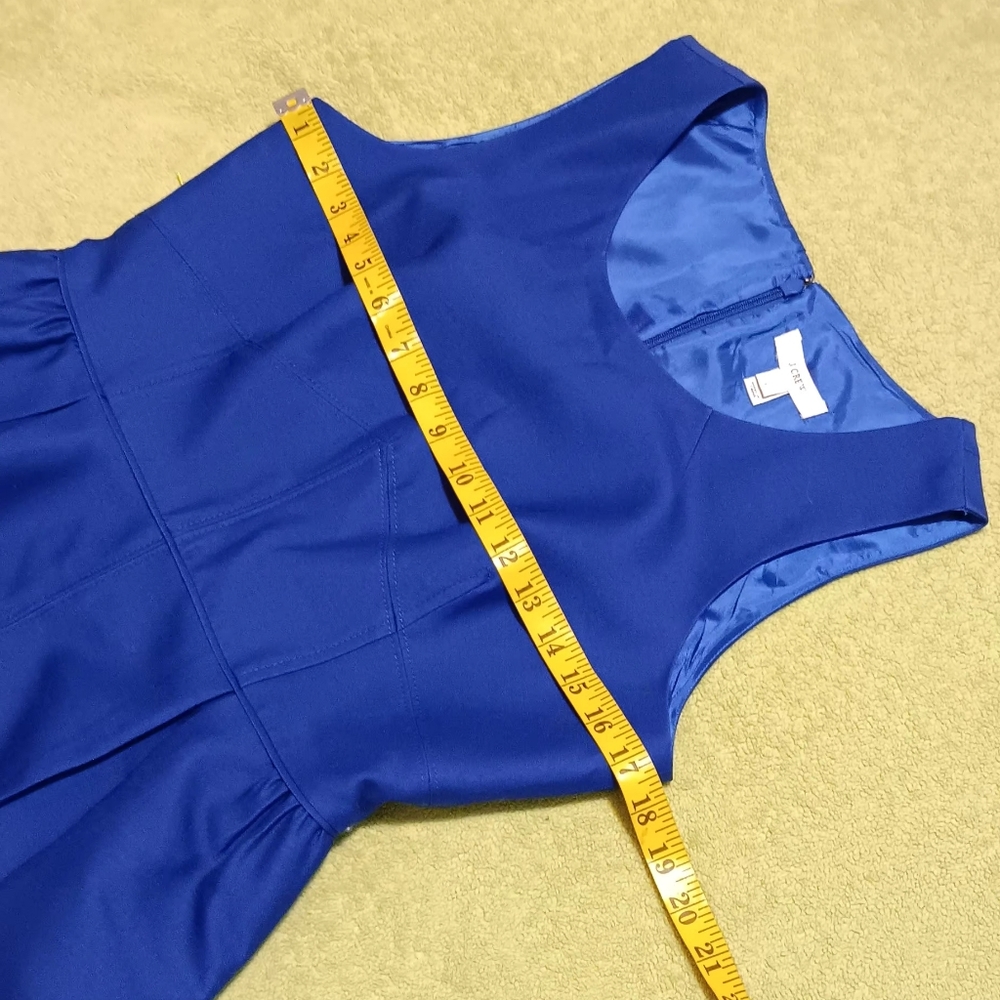 J. Crew Women Royal Blue Dress Sleeveless Wool-Silk Blend Sz6 Pockets - Picture 9 of 13